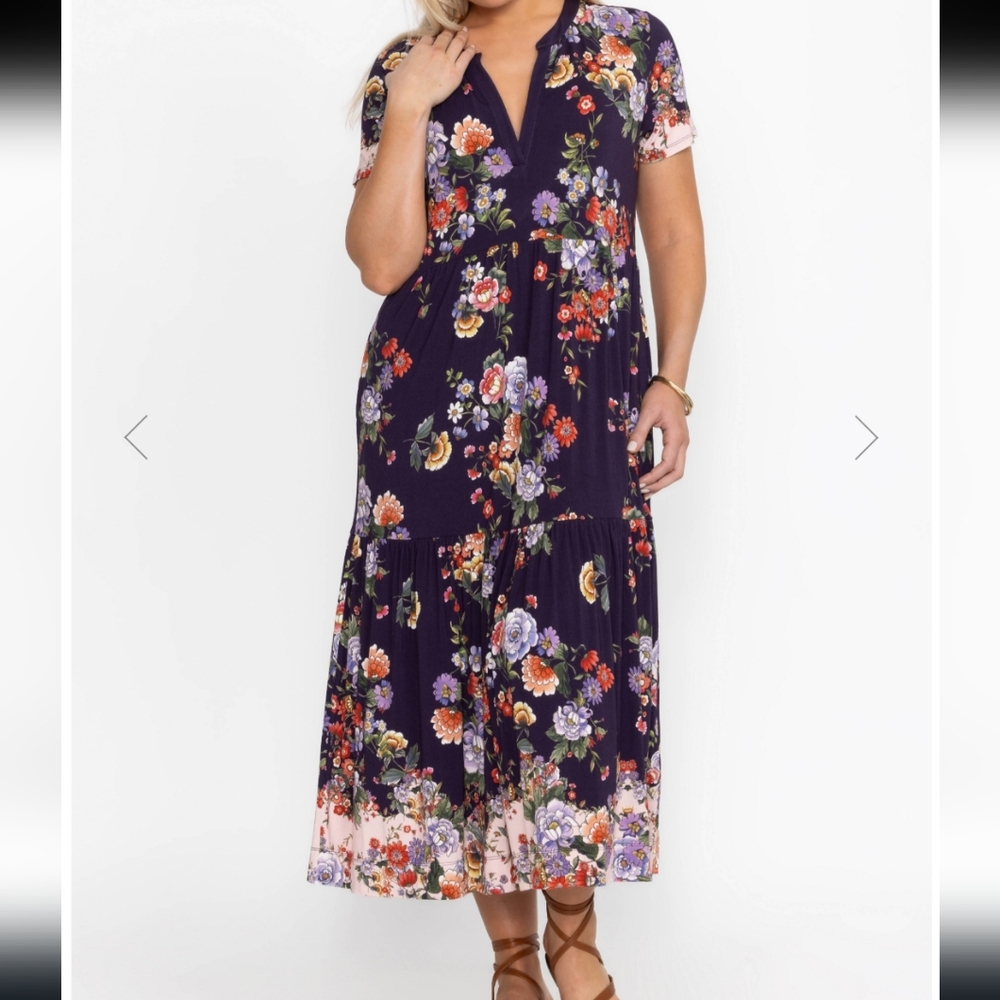 Johnny Was Navy Floral Maxi Dress